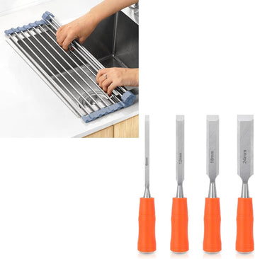 Vortaz Over Sink Dish Drying Rack Foldable 304 Stainless Steel Gray