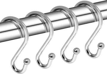 Vortaz S-Shaped Shower Curtain Hooks Zinc Alloy Chrome 12 Pack