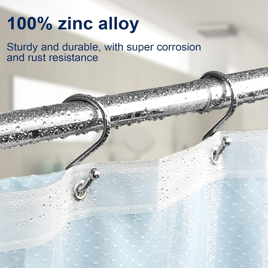 Vortaz S-Shaped Shower Curtain Hooks Zinc Alloy Chrome 12 Pack