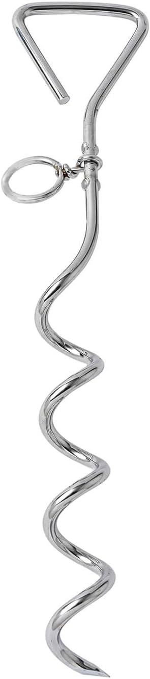 Spiral Dog Tie-Out Stake 16 Inch Steel Ground Anchor Medium