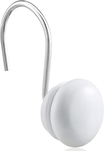 Vortaz Rustproof White Shower Curtain Hooks 12 Pack