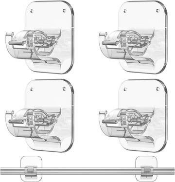Vortaz No Drill Curtain Rod Brackets Self Adhesive 40LB White