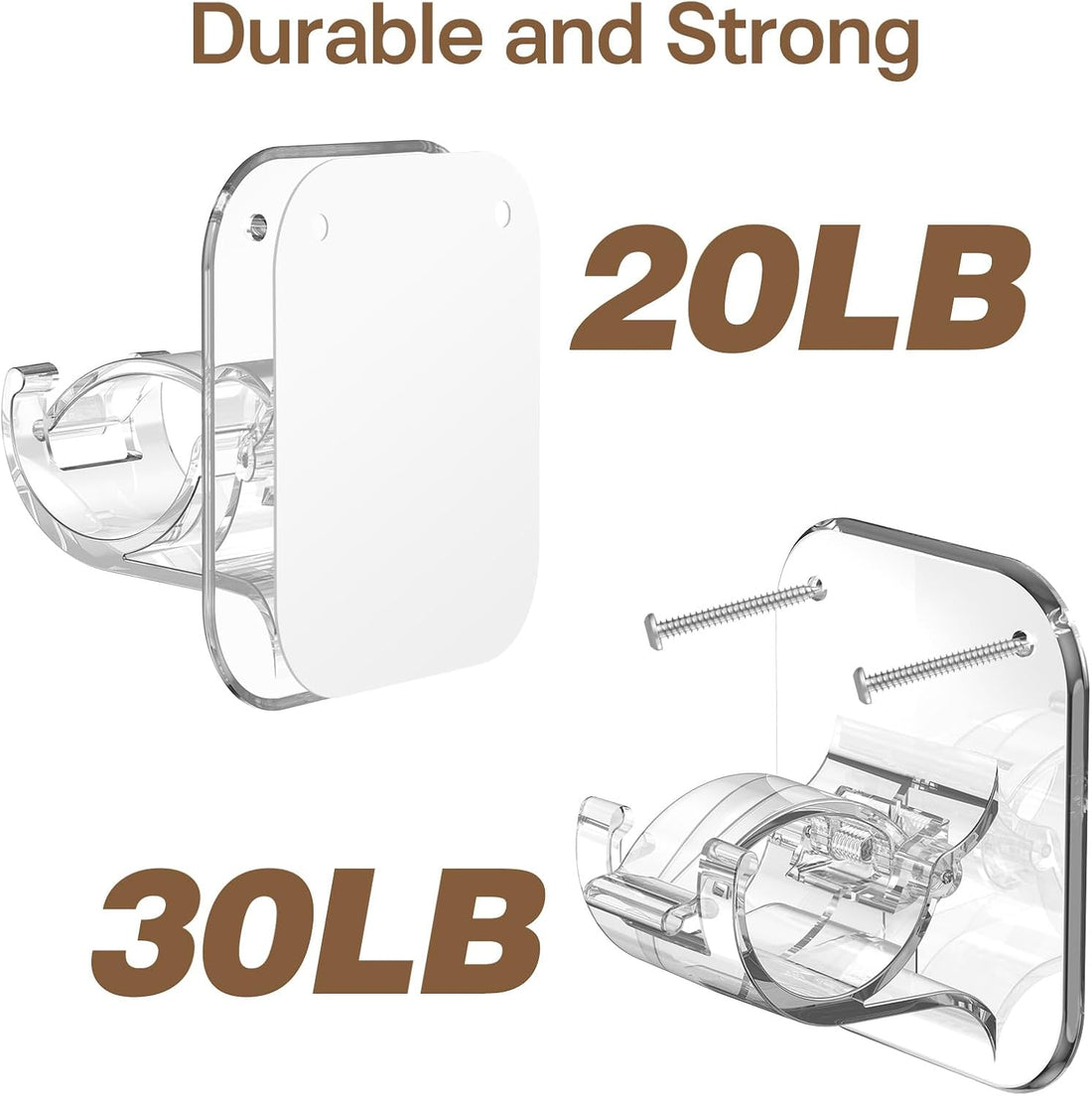 Vortaz No Drill Curtain Rod Brackets Self Adhesive 40LB White
