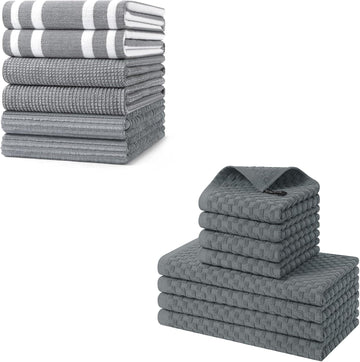Homaxy 18x28 Cotton Kitchen Towels 6-Pack 380 GSM Absorbent Dish Towels