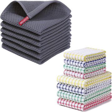 Homaxy Cotton Waffle Weave Dish Cloths 6-Pack Dark Grey 12x12 Inch