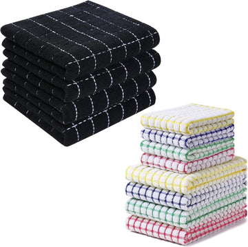 Homaxy Cotton Terry Kitchen Towels 4-Pack Black 13x28 Inch