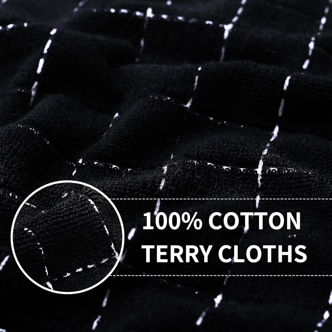 Homaxy Cotton Terry Kitchen Towels Set 8 Bulk Plus 6-Pack Dark Grey 15x25 Inch