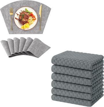 Homaxy Round Table Placemats Set of 6 Faux Leather Wedge Shaped