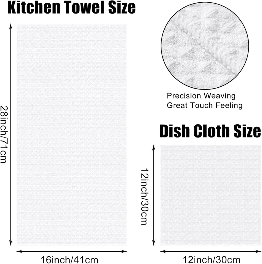 Homaxy Microfiber Waffle Weave Kitchen Towels 8-Pack White 16x28 Inch