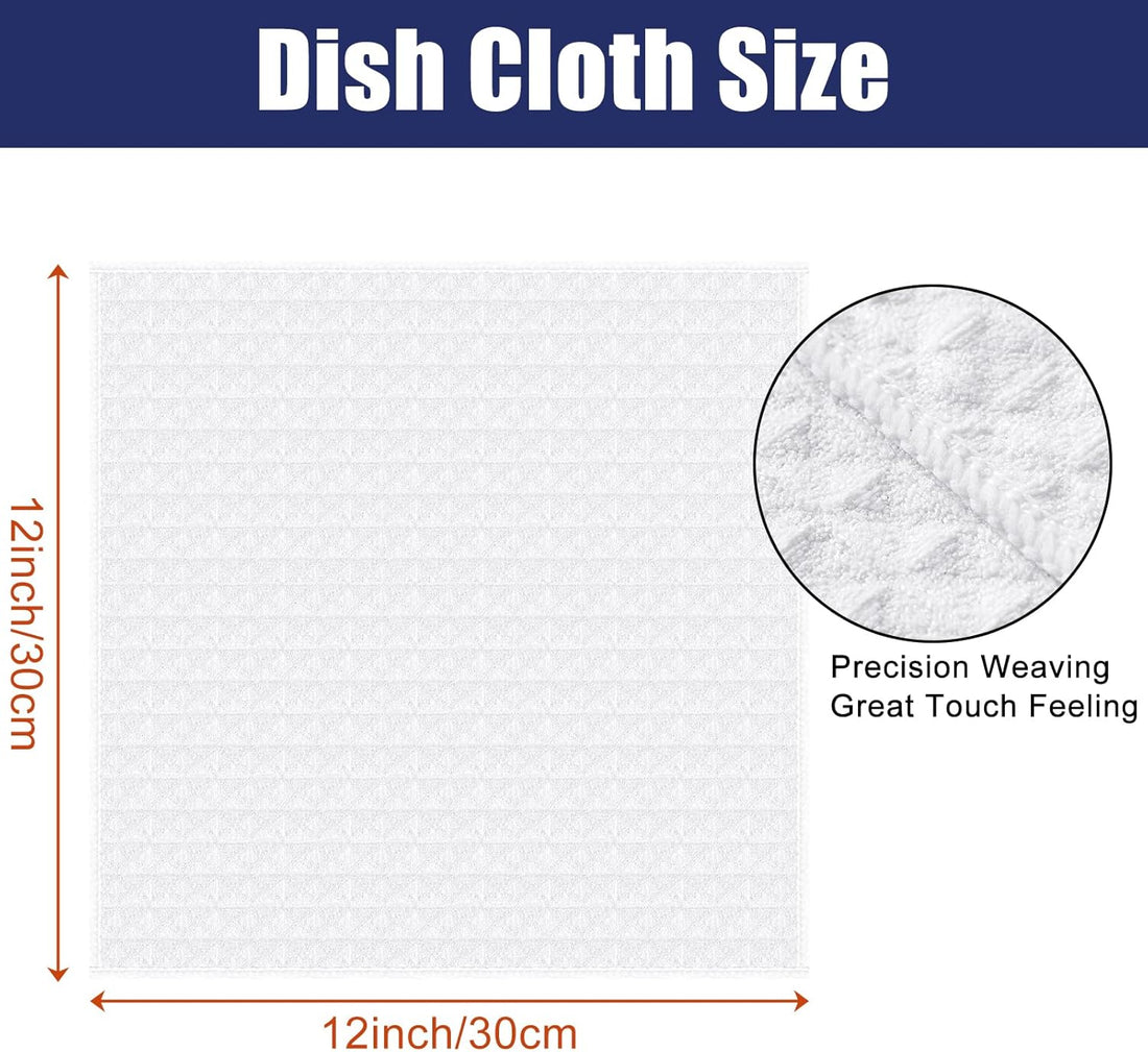 Homaxy Microfiber Waffle Weave Dish Cloths 6-Pack White 12x12 Inch