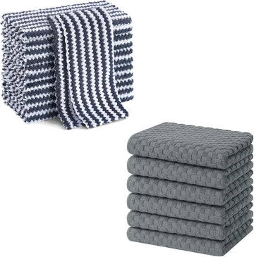 Homaxy Microfiber Dish Cloths and Kitchen Towels 12 Pack Dark Grey