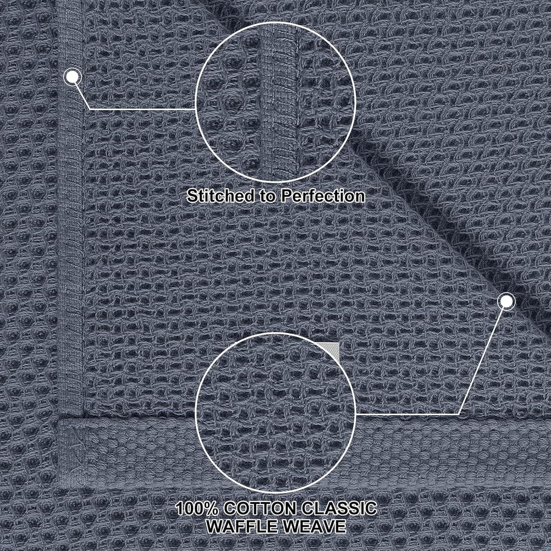 Homaxy Cotton Dishcloths and Kitchen Towels 8 Pack Waffle Weave Grey