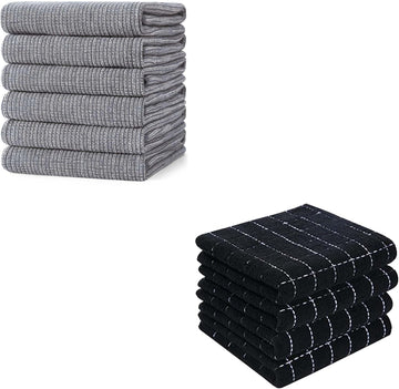 Homaxy Ultra Soft Cotton Kitchen Towels Set of 10 Absorbent Grey