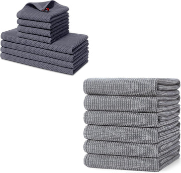 Homaxy Cotton Waffle Weave Kitchen Towels Set of 8 380GSM