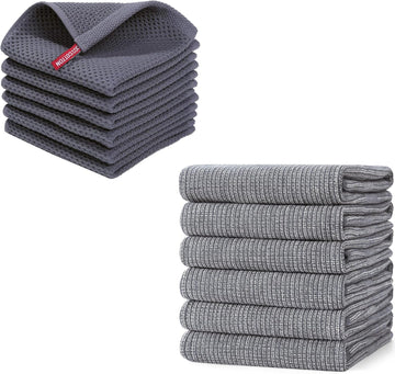Homaxy Cotton Waffle Weave Kitchen Towels Set of 12 380GSM