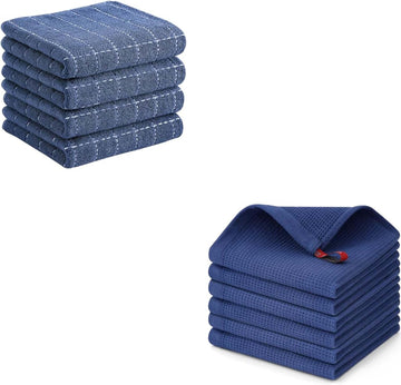 Homaxy Cotton Kitchen Towels Set of 10 Navy Blue Absorbent