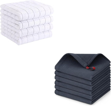 Homaxy Cotton Kitchen Towels Set of 10 White Grey