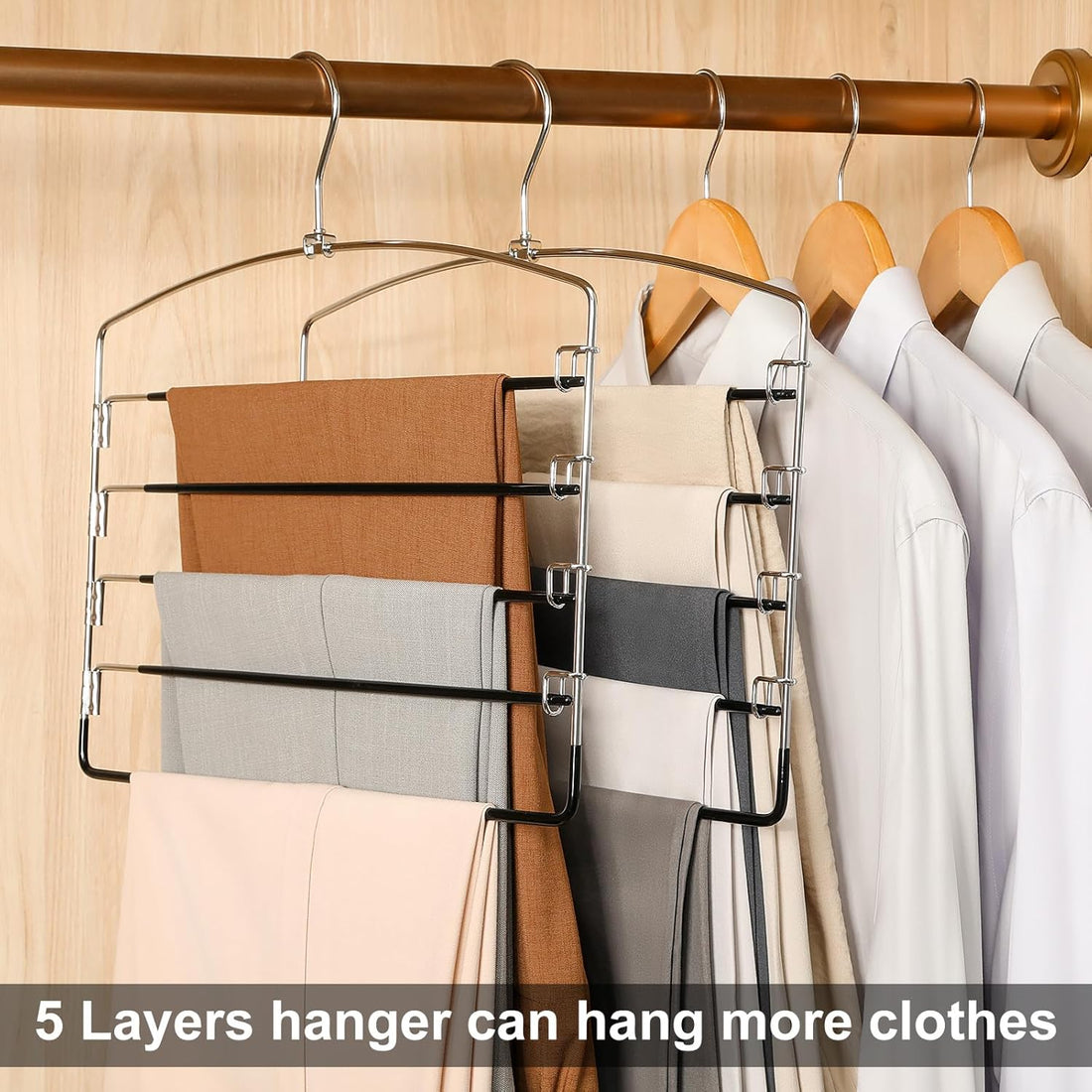 TOPIA HANGER 5-Tier Swing Arm Space Saving Pant Hanger Organizer 3 Pack