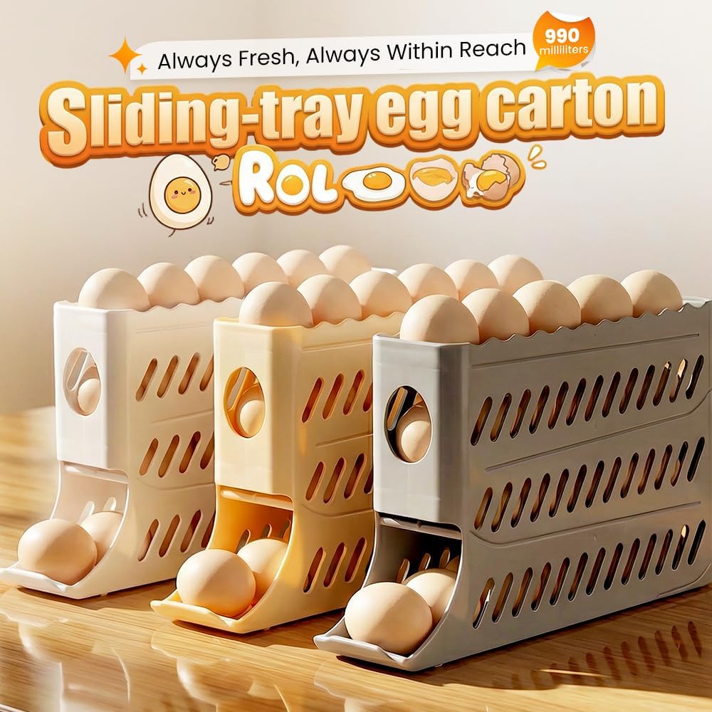 Automatic Rolling Egg Dispenser 4-Tier 30-Egg White