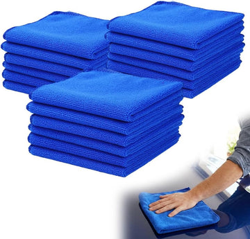 Multipurpose Microfiber Cleaning Cloths 15-Pack 30x30cm Lint Free Blue