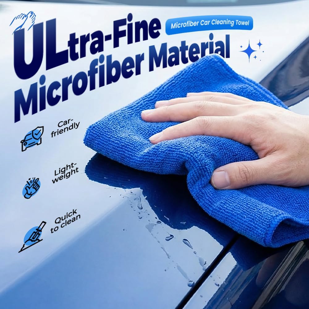 Multipurpose Microfiber Cleaning Cloths 15-Pack 30x30cm Lint Free Blue