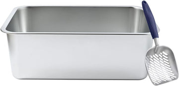 Stainless Steel Cat Litter Box and Shovel Set Odor Resistant
