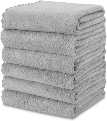 6-Pack Coral Velvet Kitchen Cloths Ultra Absorbent Dish Towels Grey