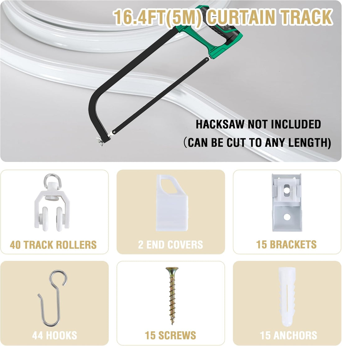 Vortaz Flexible Ceiling Curtain Track System 5m White