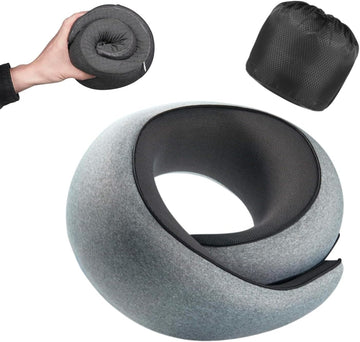 Memory Foam Neck Pillow Travel 360 Degree Support Grey