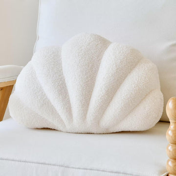 Seashell Throw Pillow Ivory Plush Coastal Decor