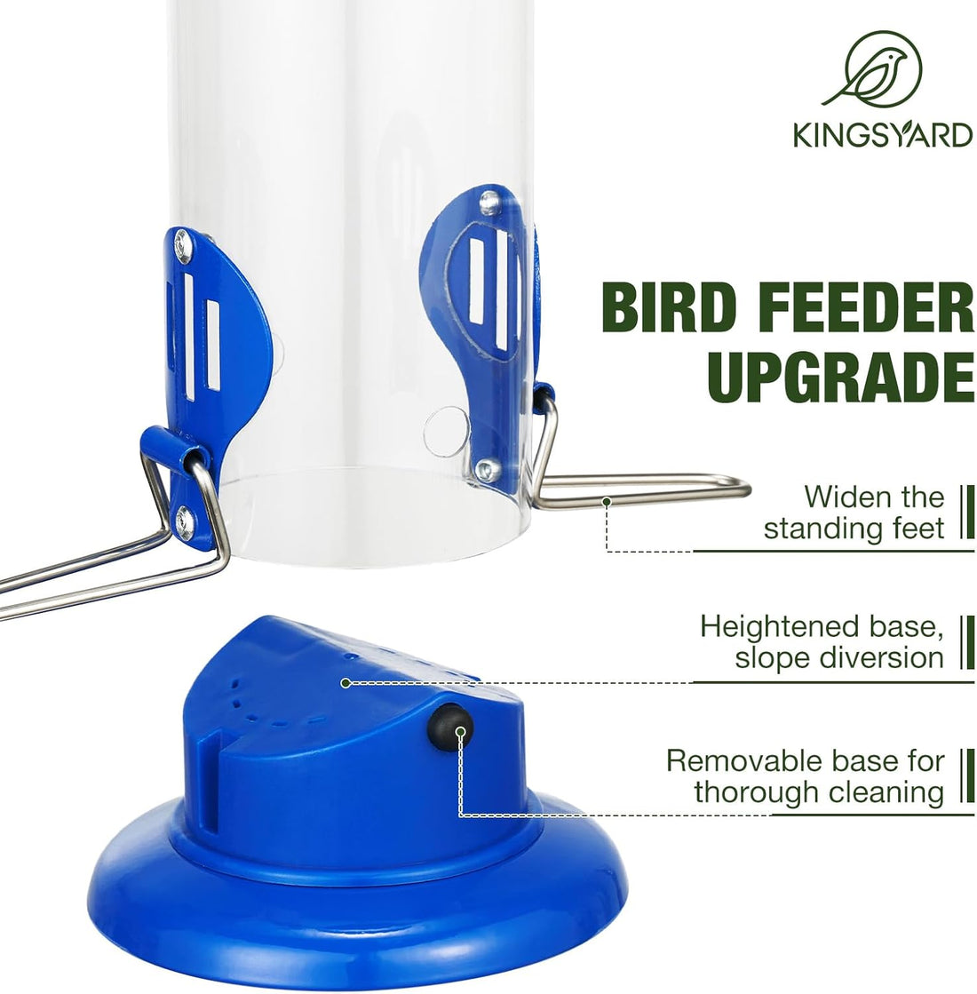 Vortaz Metal Mealworm Tube Bird Feeder Squirrel Proof Hanging Blue