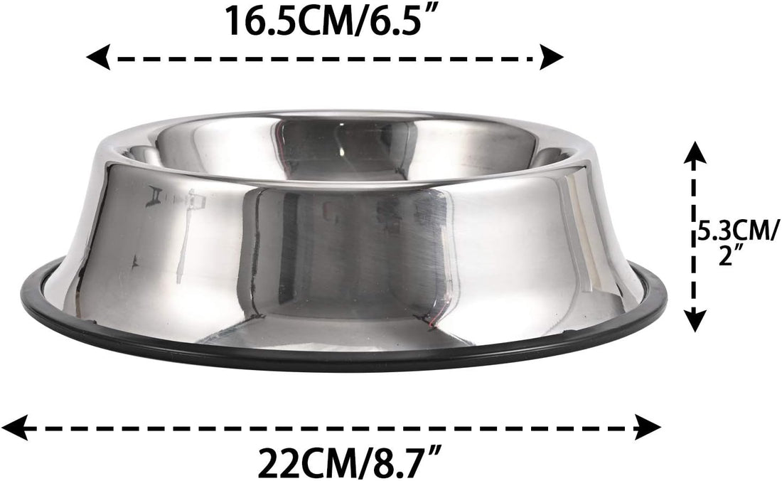 Vortaz 2-Pack Stainless Steel Dog Bowl Anti-Skid Rubber Base 16oz