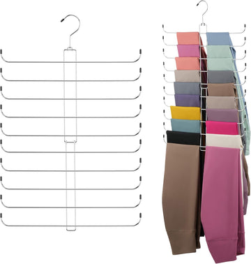 Rotatable Space-Saving Pants Hanger 2-Pack 40 Pairs No-Clip