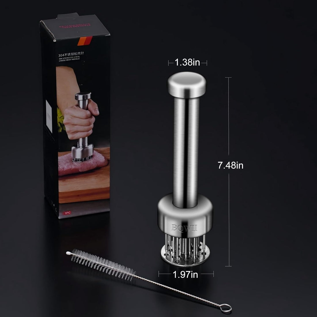 Stainless Steel Meat Tenderizer 21 Needles Comfortable Grip
