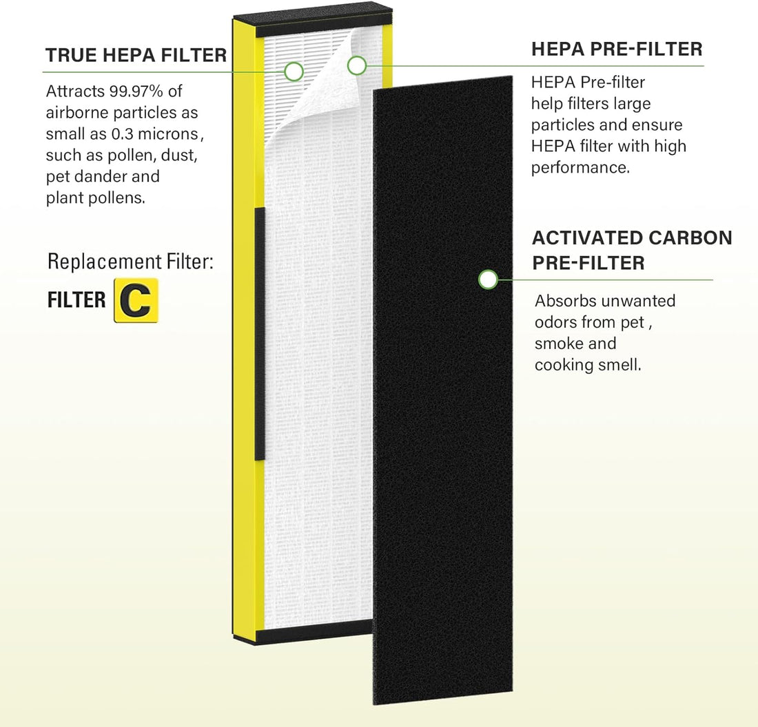 2-Pack FLT5000 True HEPA Filter for AC5000 Series Air Purifiers