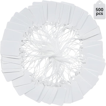 500-Pack White Price Tags with String 3.5 x 2.1cm Retail