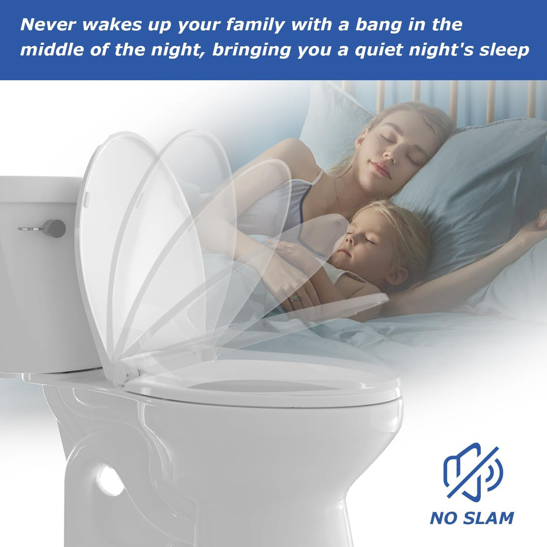 Vortaz Round Toilet Seat Quiet-Close No-Slam PP Plastic White