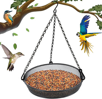 Vortaz Hanging Metal Mesh Bird Feeder Platform Garden 16.5in Rust-Proof