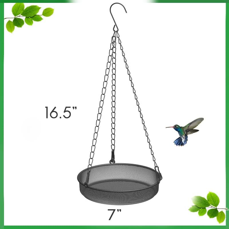Vortaz Hanging Metal Mesh Bird Feeder Platform Garden 16.5in Rust-Proof