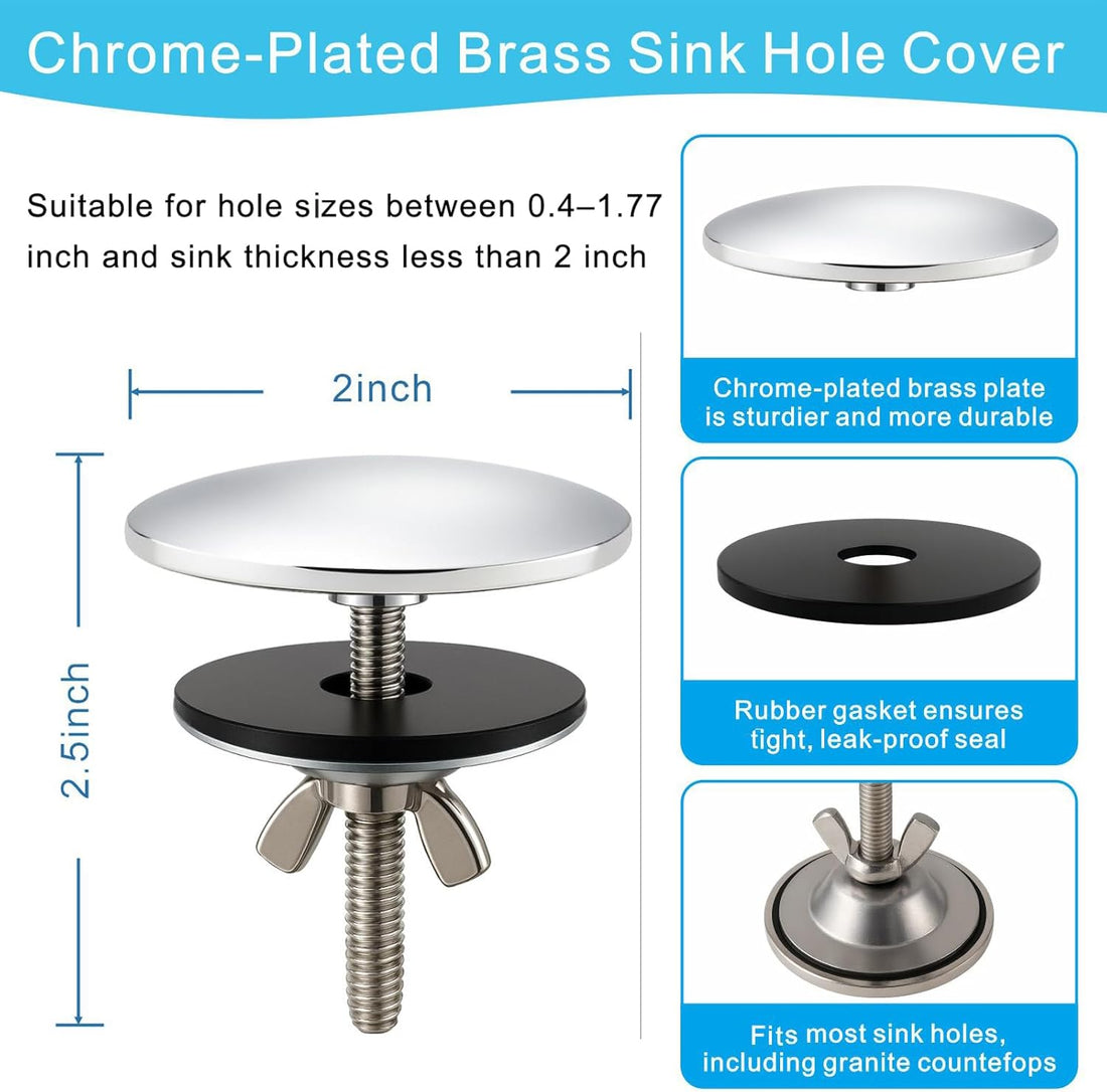 Vortaz Chrome-Plated Brass Sink Hole Cover 2 inch Silver
