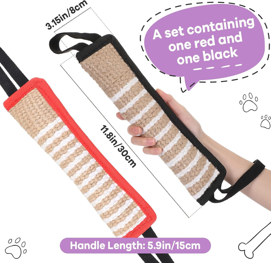 2-Pack Dog Tug Toy Interactive Jute Bite Pillow Natural Jute