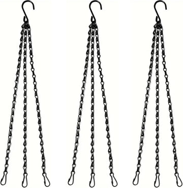Vortaz Black Iron Hanging Chain Set 3 Sets with S Hooks and Clips