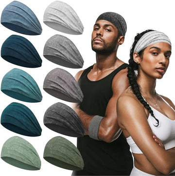 Vortaz Sweat-Absorbent Sports Headband for Yoga Workout 10-Pack