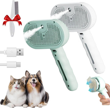 Kivori Pet Grooming Brush Steam Spray Comb Deshedding 2 Pack