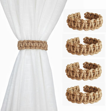 Vortaz Braided Curtain Tiebacks Rustic Farmhouse 4 Pack
