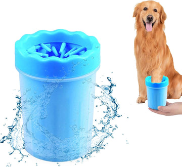 2-in-1 Silicone Pet Paw Cleaner Cup for Dogs and Cats Blue