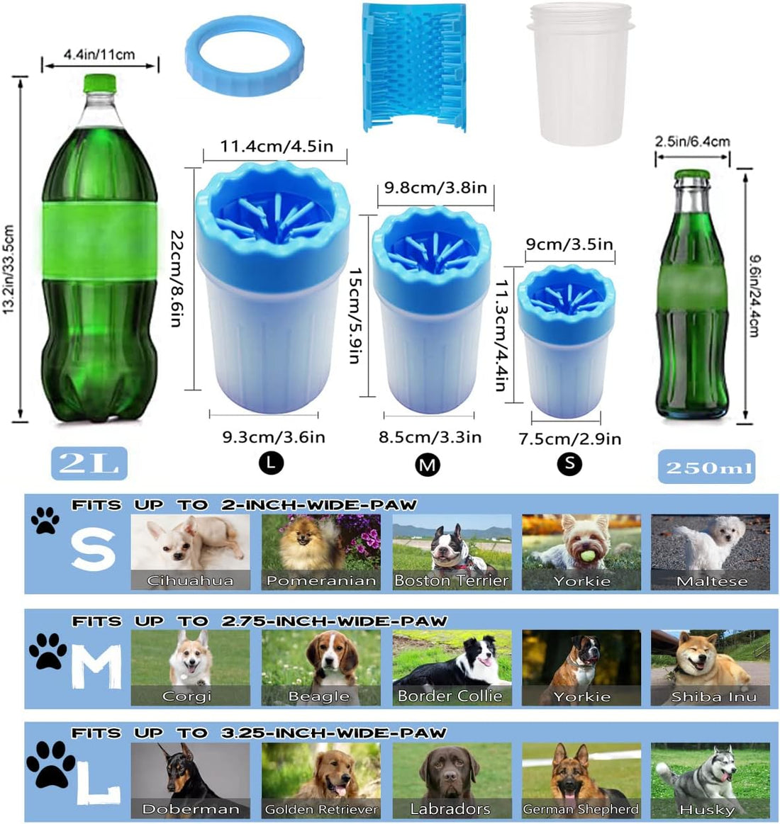 2-in-1 Silicone Pet Paw Cleaner Cup for Dogs and Cats Blue