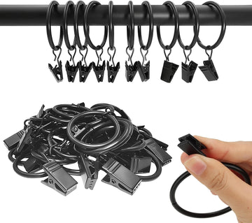 Vortaz Curtain Rings with Clips Rustproof Metal 18 Pcs