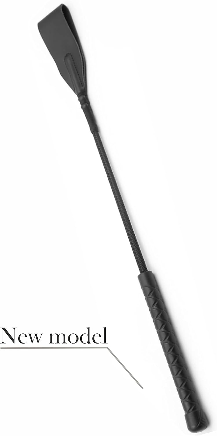 Faux Leather Horse Whip and Riding Crop Set 27 inch Black
