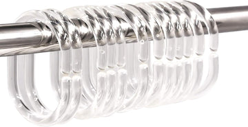 Vortaz Shower Curtain Rings Plastic Clear 24 Pcs